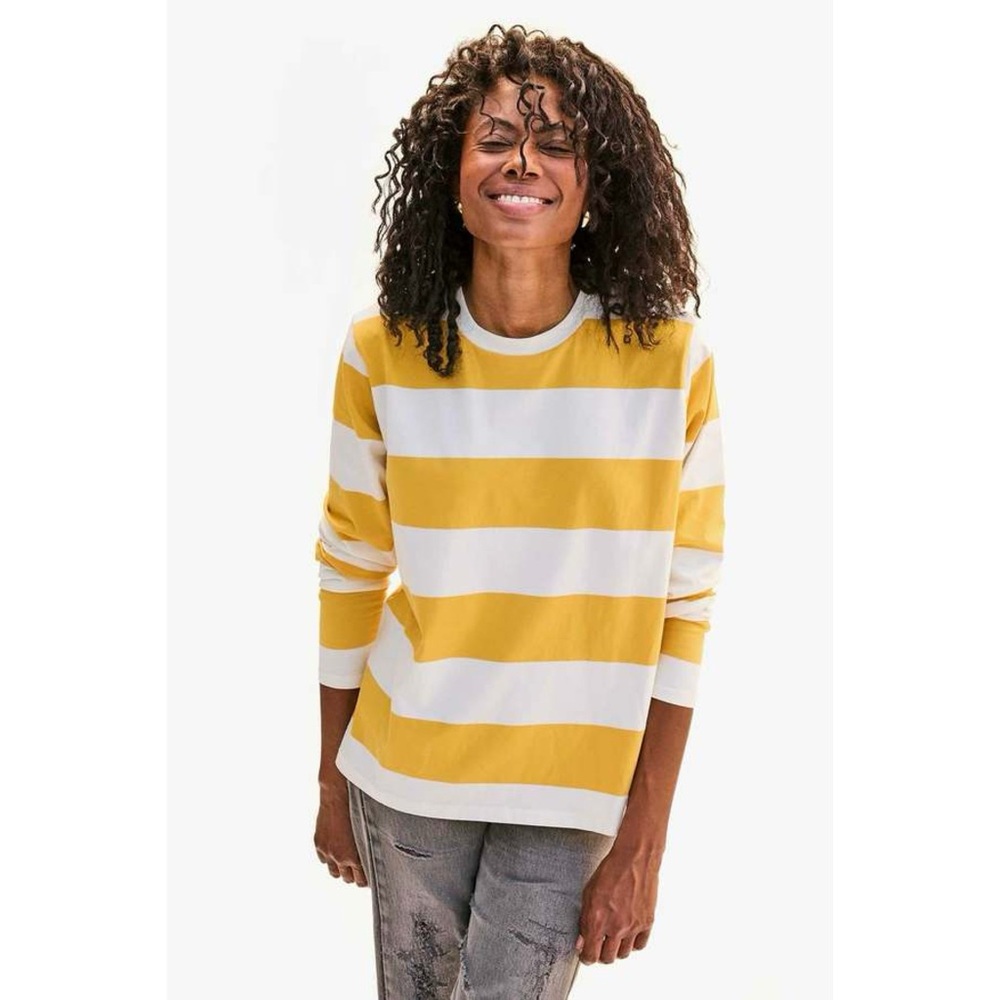 Clare V / Long Sleeve Tee Cream & Vintage Marigold Rugby Stripe